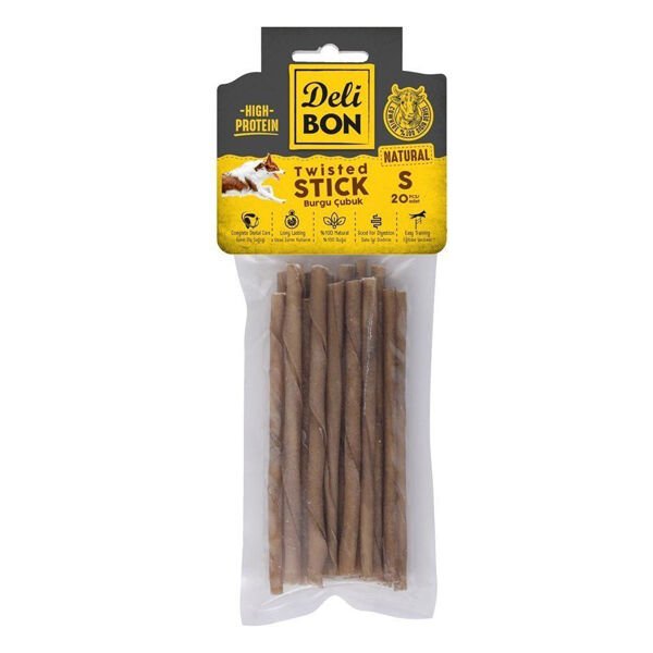 Delibon İnce Deri Burgu Çubuk Köpek Ödülü Naturel 20 Adet