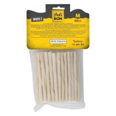 Delibon Orta Boy Deri Burgu Çubuk Köpek Ödülü Beyaz 50 Adet