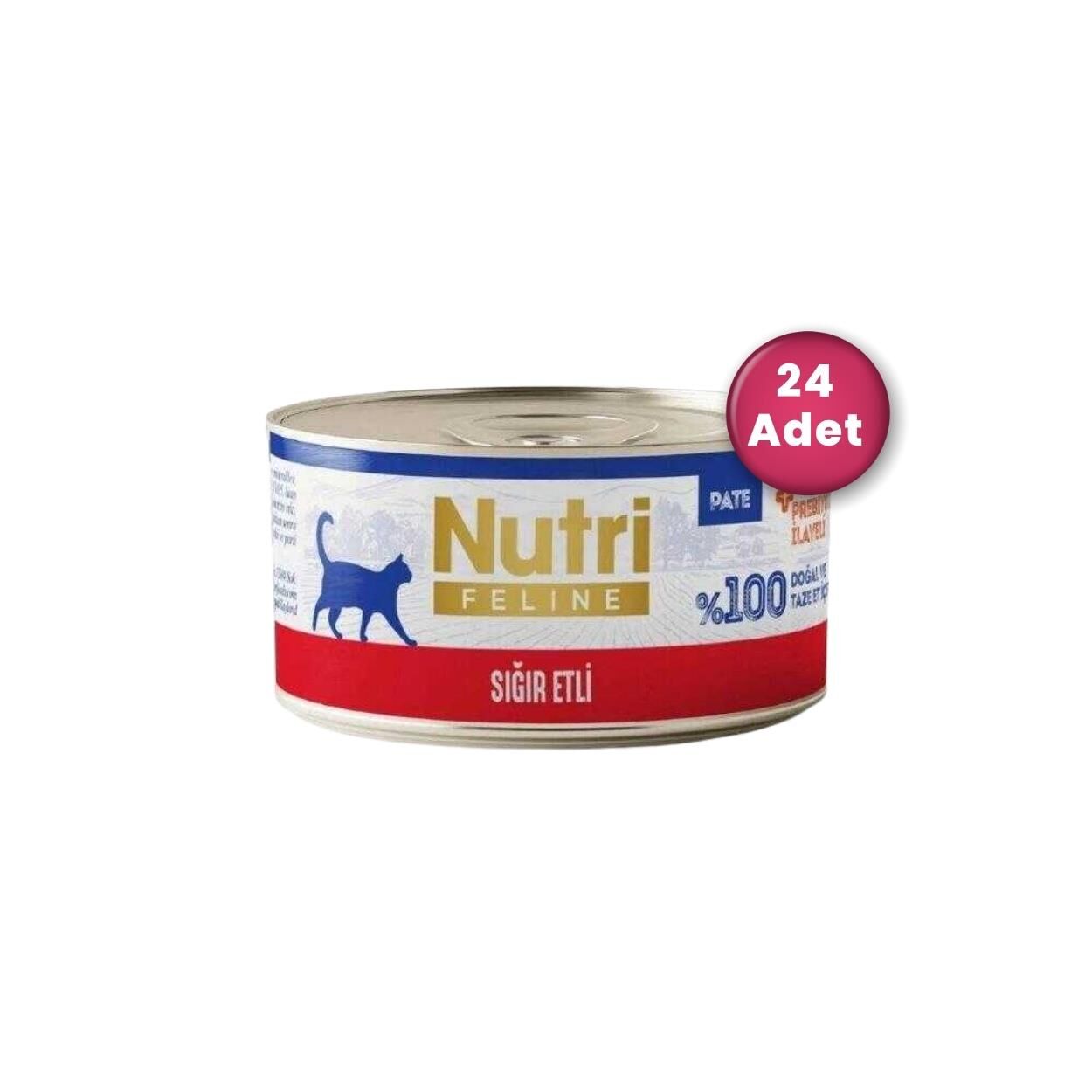 Nutri Feline Sığır Etli Tahılsız Yetişkin Kedi Konservesi 70 gr X 24 Adet