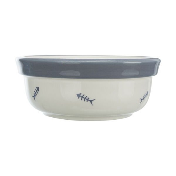 Trixie Kedi Seramik Mama ve Su Kabı Beyaz/Gri/Mavi 0.3 Lt 12 Cm