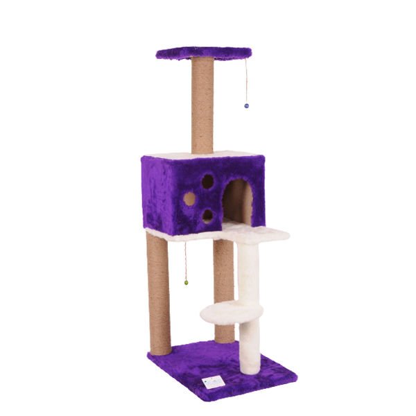 Cat Hause S09 Kare Yuvalı Basamaklı Kedi Tırmalama Evi Mor 124 Cm