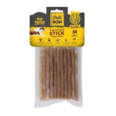 Delibon Orta Boy Deri Burgu Çubuk Köpek Ödülü Naturel 25 Adet