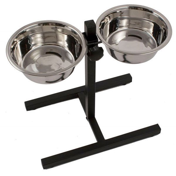 Ankur Çelik Ayarlanır Ayaklı İkili Metal Köpek Mama Kabı 29 Cm