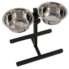 Ankur Çelik Ayarlanır Ayaklı İkili Metal Köpek Mama Kabı 29 Cm