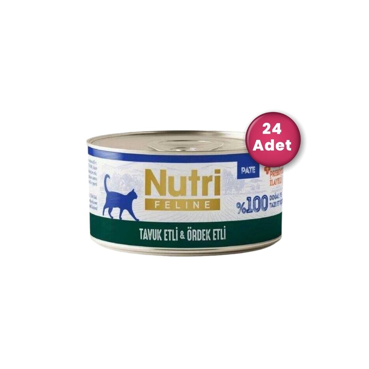 Nutri Feline Tavuk Etli ve Ördekli Tahılsız Yetişkin Kedi Konservesi 70 gr X 24 Adet