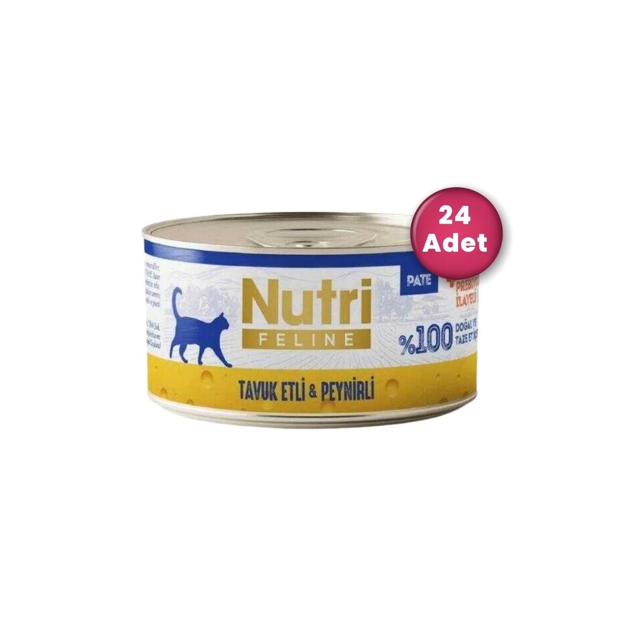 Nutri Feline Tavuk Etli ve Peynirli Tahılsız Yetişkin Kedi Konservesi 70 gr X 24 Adet
