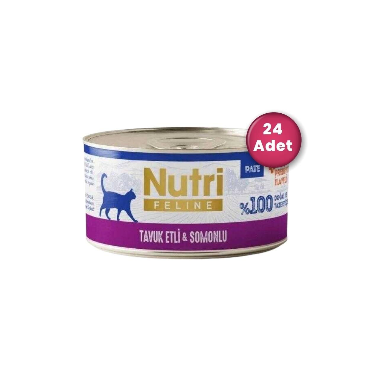 Nutri Feline Tavuk Etli ve Somonlu Tahılsız Yetişkin Kedi Konservesi 70 gr X 24 Adet