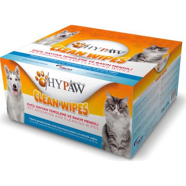 Hypaw Clean Wipes Kedi ve Köpekler için Temizleme ve Bakım Kesesi 15 Adet Kutu 23x15 Cm