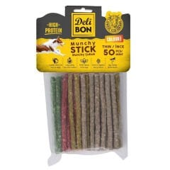 Delibon Munchy Karışık Renk İnce Deri Çubuk Köpek Ödülü 50 Adet