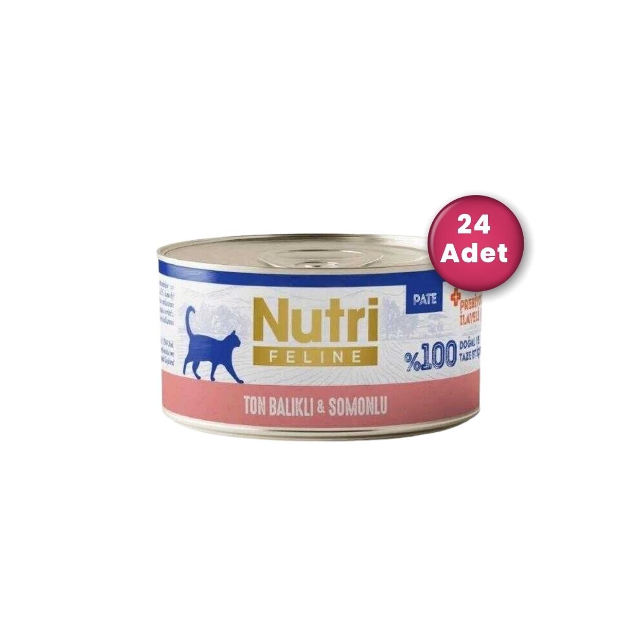 Nutri Feline Ton Balıklı ve Somonlu Tahılsız Yetişkin Kedi Konservesi 70 gr X 24 Adet