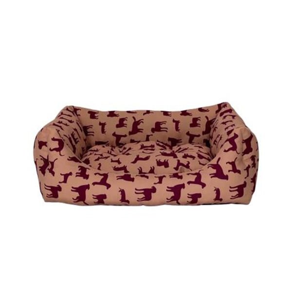 Pet Comfort Uniform Kedi ve Köpek Yatağı Bej/Bordo Medium 60x70 Cm