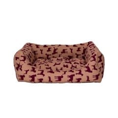 Pet Comfort Uniform Kedi ve Köpek Yatağı Bej/Bordo Medium 60x70 Cm