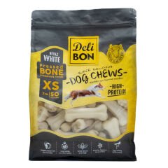 Delibon Beyaz Deri Pres Kemik Köpek Ödülü Xsmall 7 Cm 50 Adet