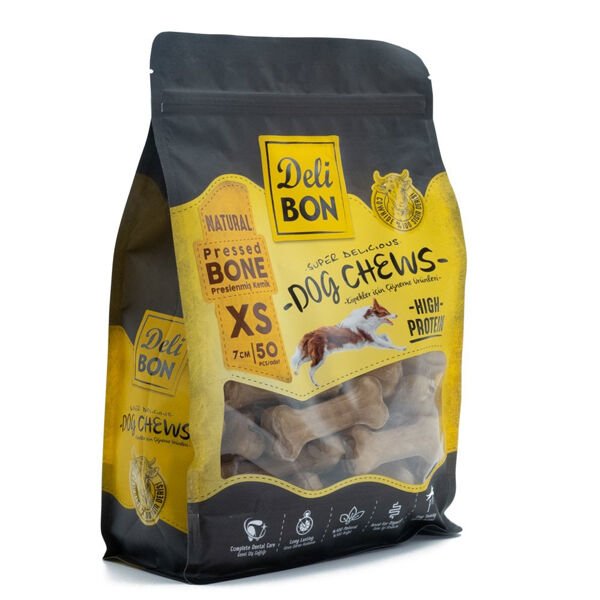 Delibon Naturel Deri Pres Kemik Köpek Ödülü Xsmall 7 Cm 50 Adet