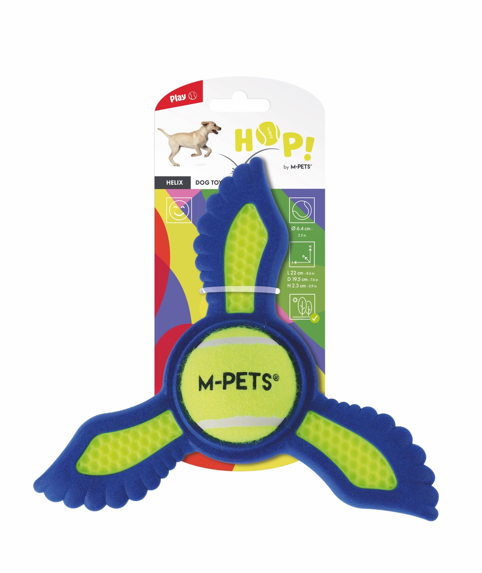 M-Pets Hop Helix Frizbi Köpek Oyuncağı 21.9x19.5x2.3 Cm Sarı/Mavi