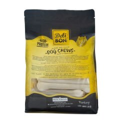 Delibon Beyaz Deri Pres Kemik Köpek Ödülü Medium 15 Cm 12 Adet