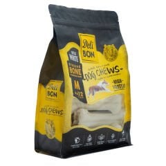 Delibon Beyaz Deri Pres Kemik Köpek Ödülü Medium 15 Cm 12 Adet