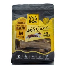 Delibon Naturel Deri Pres Kemik Köpek Ödülü Medium 15 Cm 12 Adet