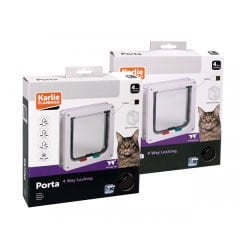 Karlie 4 Yönlü Kilitli Kalın Kedi Kapısı Kahverengi 23.5x25.2 Cm