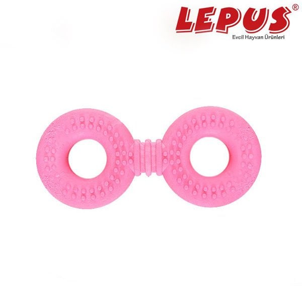 Lepus Ağız ve Diş Sağlığı İçin İkili Halka Köpek Oyuncağı Pembe 12x6h cm
