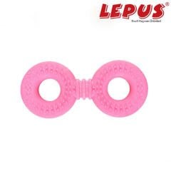 Lepus Ağız ve Diş Sağlığı İçin İkili Halka Köpek Oyuncağı Pembe 12x6h cm