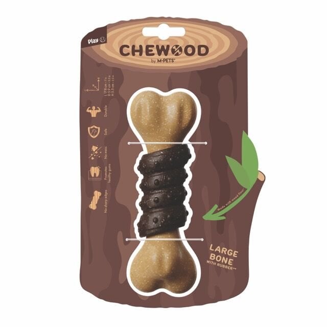M-Pets Chewood Kemik Kauçuk Köpek Oyuncağı 17.8x5.9x5.5 Cm Large Kahverengi