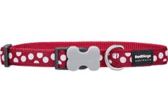 Red Dingo Kemik Tokalı Kırmızı Beyaz Benekli Tokalı Köpek Boyun Tasması 20 Mm