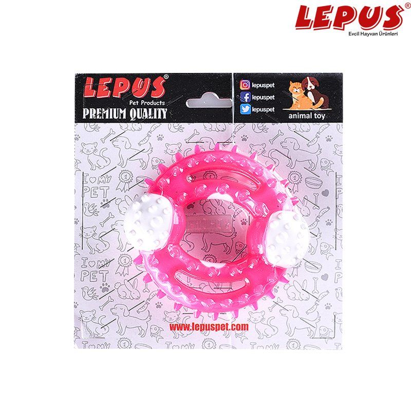 Lepus Ağız ve Diş Sağlığı İçin Yuvarlak Köpek Oyuncağı Pembe 13x7h cm