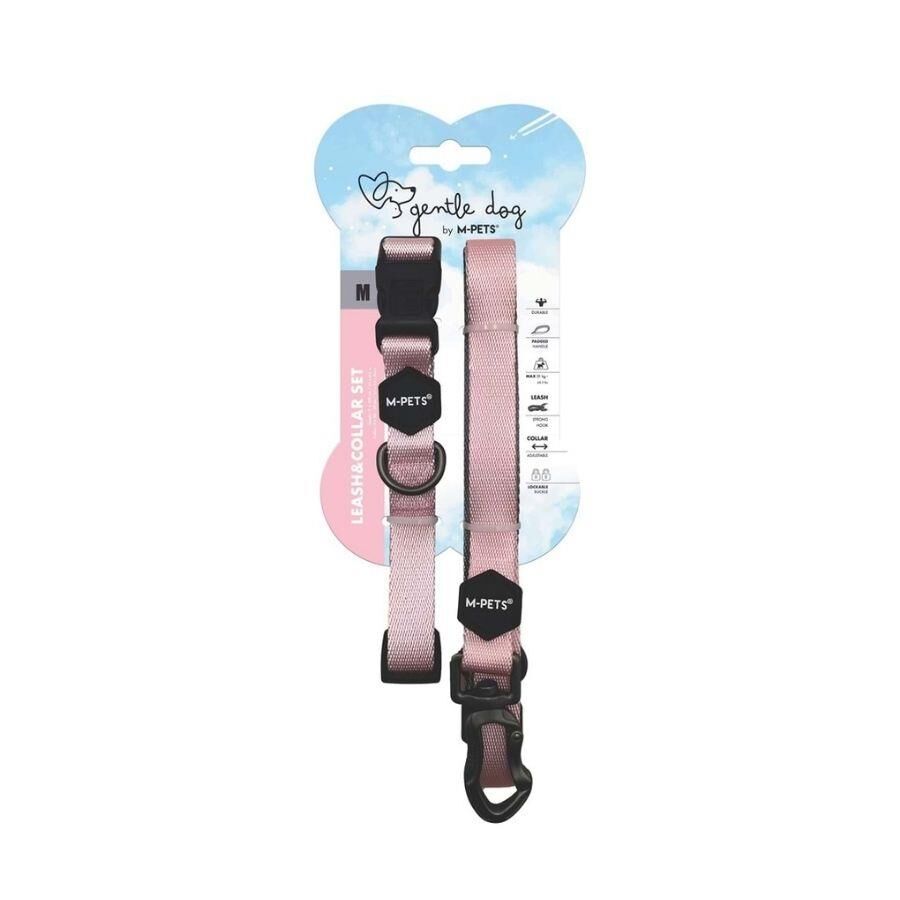 M-Pets Gentle Köpek Boyun Tasması ve Gezdirme Kayışı Seti Pembe M