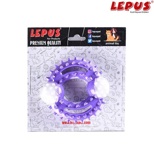 Lepus Ağız ve Diş Sağlığı İçin Yuvarlak Köpek Oyuncağı Mor 13x7h cm