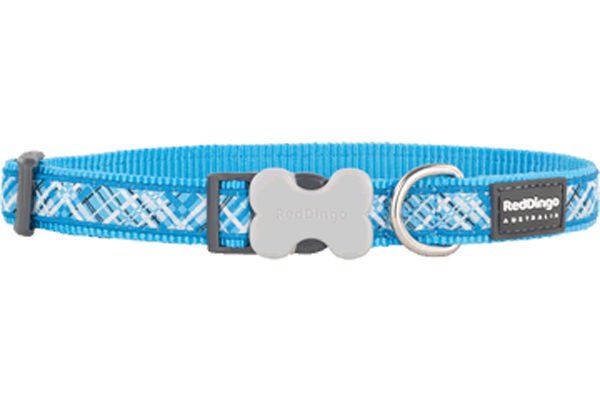 Red Dingo Flanno Desenli Köpek Boyun Tasması Turkuaz 20 Mm