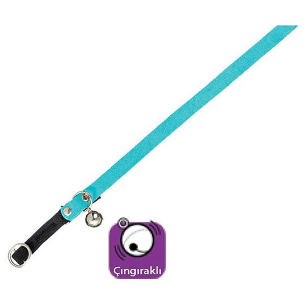 Karlie Süet Kedi Tasma Çıngıraklı 30 Cm Turkuaz