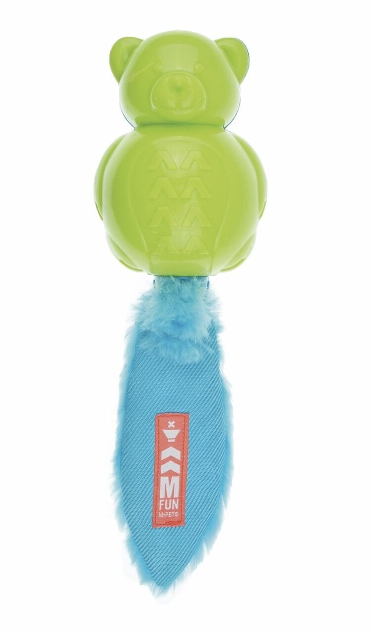 M-Pets Teddy Sesli Kauçuk Köpek Oyuncağı 30 Cm Mavi/Yeşil
