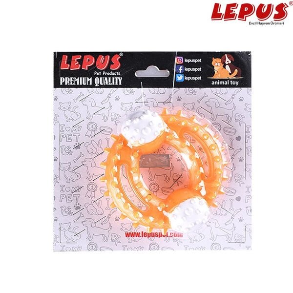 Lepus Ağız ve Diş Sağlığı için Yuvarlak Köpek Oyuncağı Turuncu 13x7 Cm