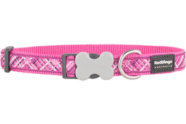 Red Dingo Flanno Desenli Köpek Boyun Tasması Pembe 20 Mm