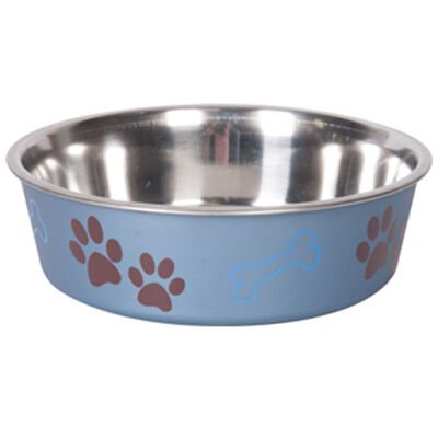 Flamingo Bella Pati Desenli Metal Köpek Mama Kabı Mavi 17 Cm
