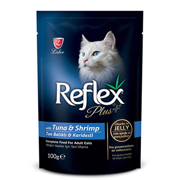 Reflex Plus Tuna ve Karidesli Jöleli Yetişkin Konserve Kedi Maması 100 Gr