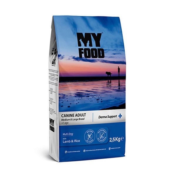 My Food Yetişkin Derma Support Kuzu ve Pirinçli Orta/Büyük Irk Yetişkin Köpek Maması 2,5 Kg