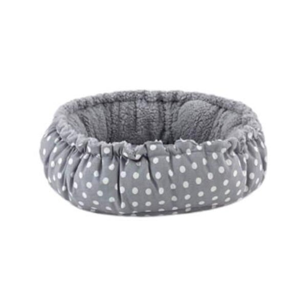Pet Comfort Sunflower Çift Taraflı Peluş Kedi ve Köpek Yatağı Gri Puantiyeli 60 Cm