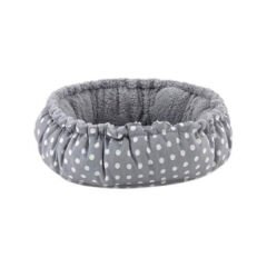 Pet Comfort Sunflower Çift Taraflı Peluş Kedi ve Köpek Yatağı Gri Puantiyeli 60 Cm