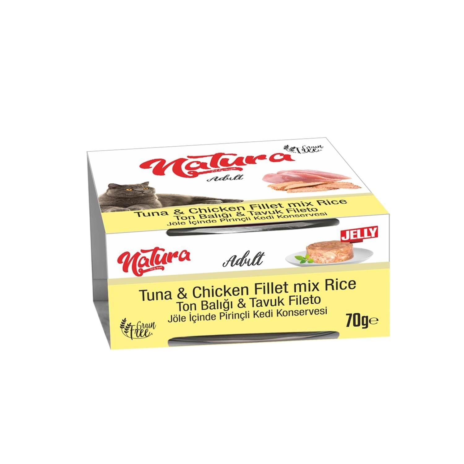 Natura Ton ve Tavuk Etli Yetişkin Kedi Konservesi 70 gr
