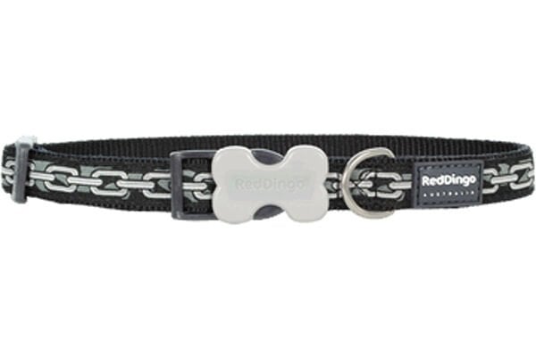 Red Dingo Zincir Desenli Köpek Boyun Tasması Siyah 20 Mm
