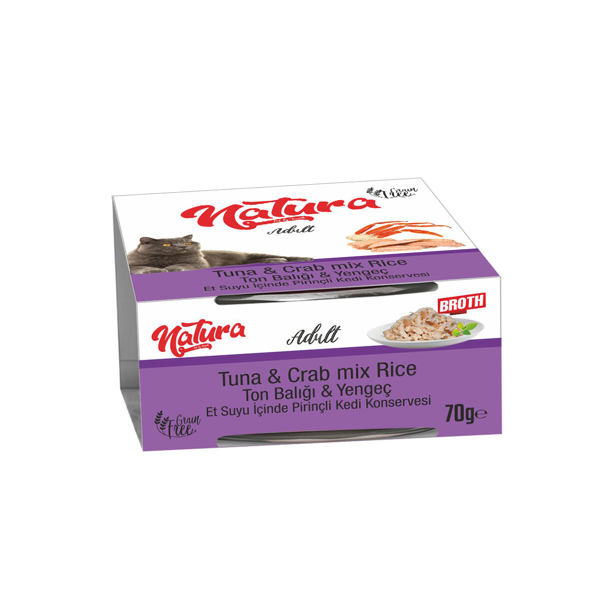 Natura Ton Balıklı ve Yengeçli Yetişkin Kedi Konservesi 70 gr