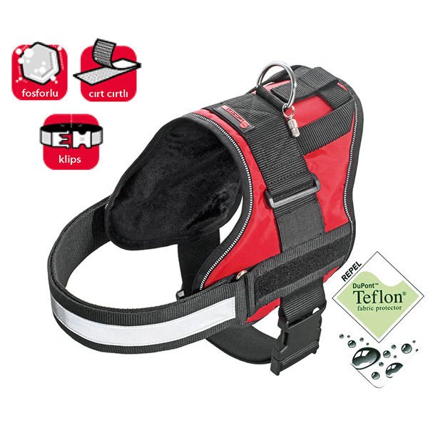 Karlie Teflon Reflektörlü İsimlikli Köpek Göğüs Tasması Small Kırmızı 55-68 Cm