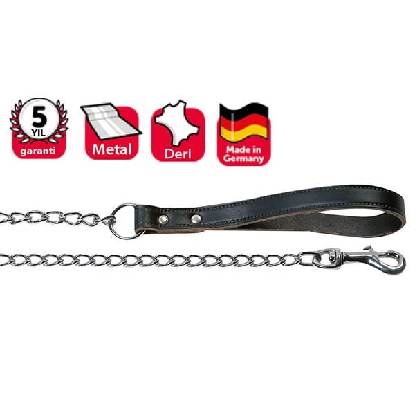 Karlie Deri Sapli Zincir Köpek Uzatma Tasması Siyah 2 Mm 100 Cm