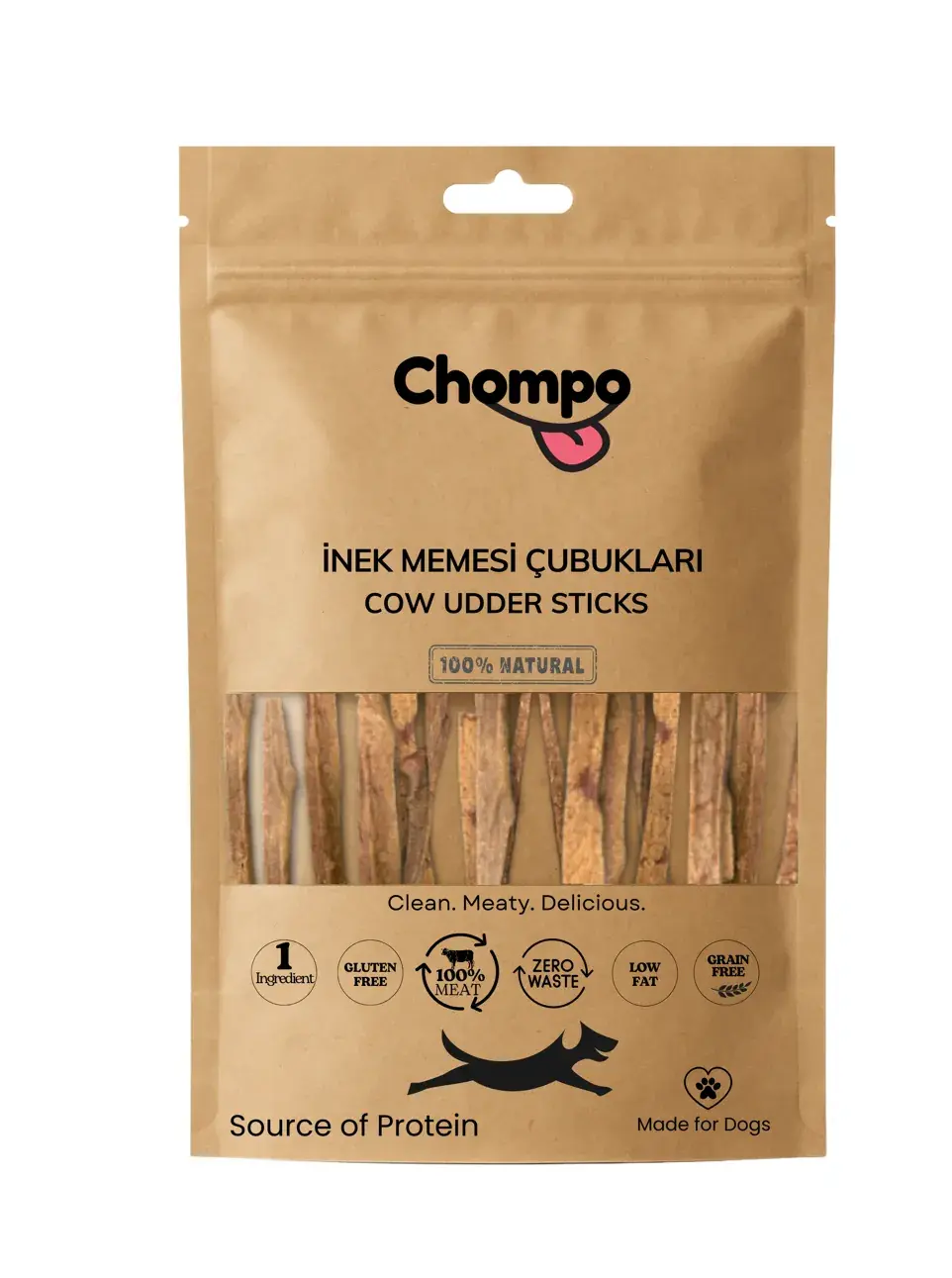 Chompo Kurutulmuş İnek Memesi Çubuk Köpek Ödül Maması 100 Gr