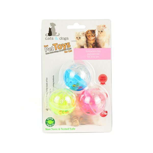 Flip Çıngıraklı Top Plastik Kedi Oyuncağı 3 Adet