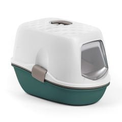 Stefanplast Furba Top Chic Elekli Kapalı Kedi Tuvaleti Beyaz/Yeşil 58.5x39.4x42 Cm