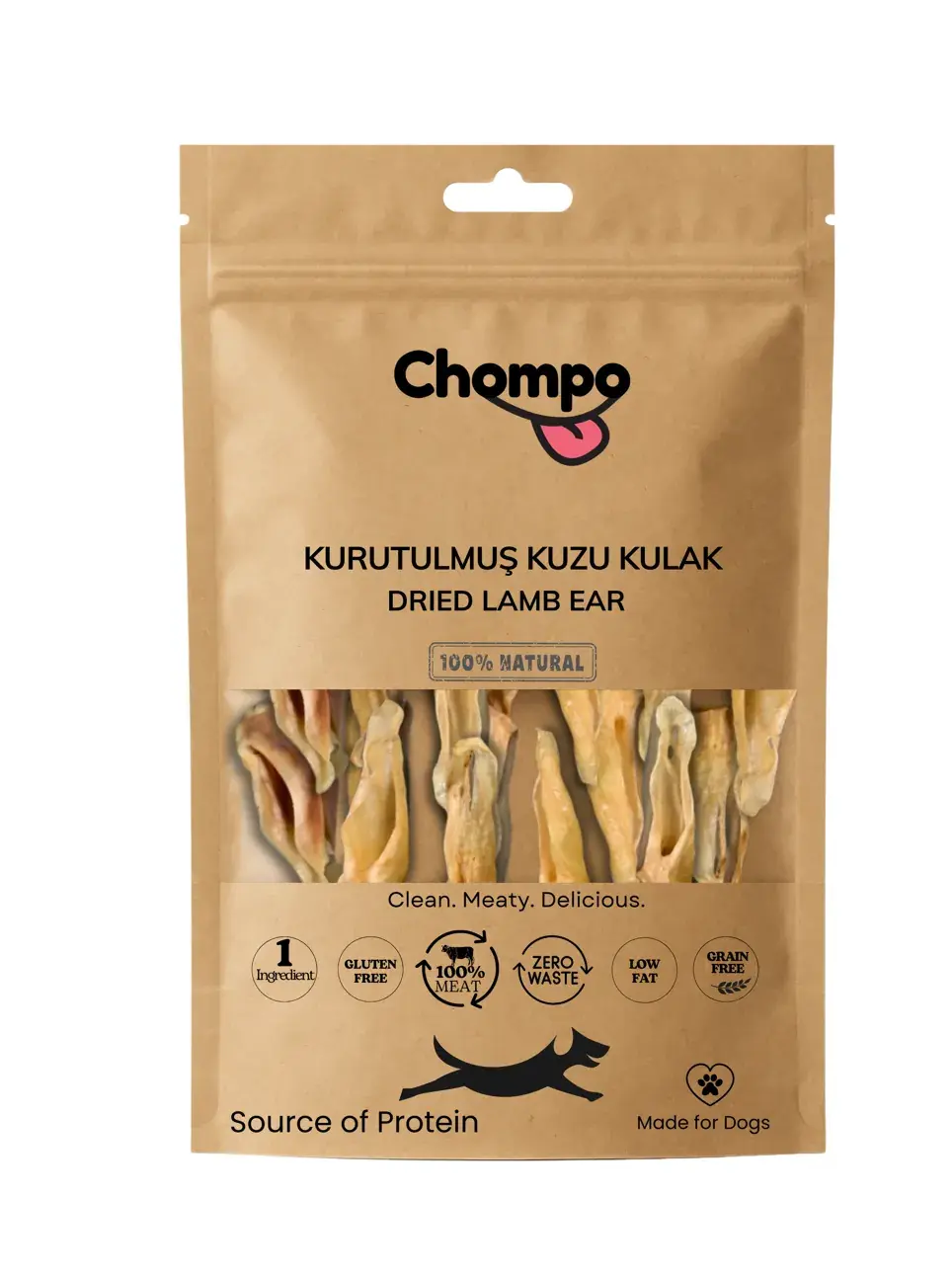 Chompo Kurutulmuş Kuzu Kulak Köpek Ödül Maması 100 Gr