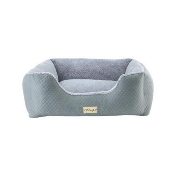 Pet Comfort Echo Mirinda Peluş Kedi ve Köpek Yatağı Açık Gri/Gri Medium 80x65 Cm